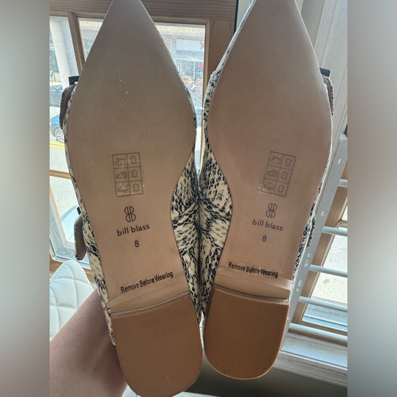 Anthropologie BILL BLASS SYLVIE SLIDE All Leather Mules Flats IVORY SNAKE 8 - Picture 6 of 12